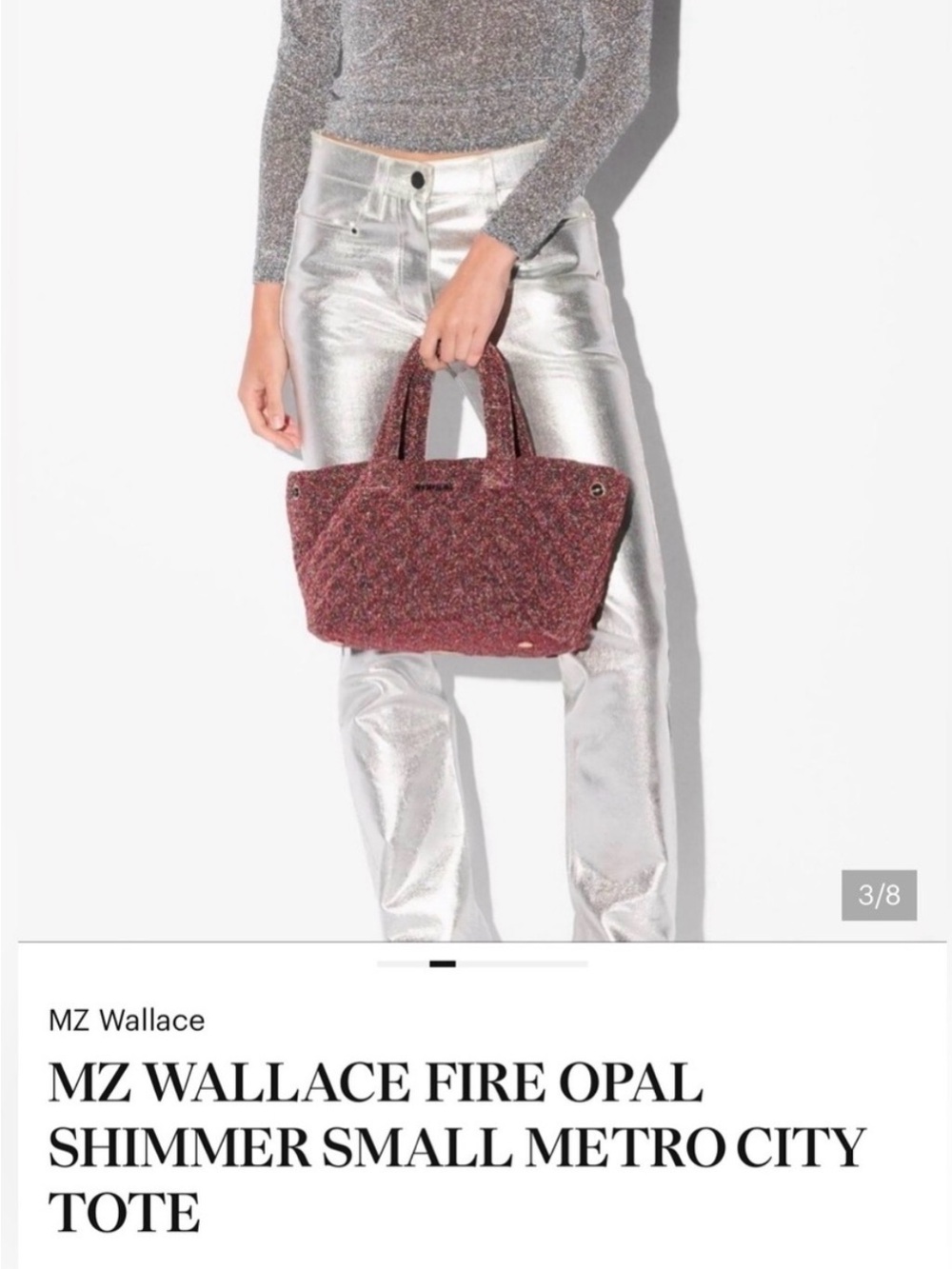 MZ Wallace Fire Opal Shimmer Small Metro City Tote - Wine